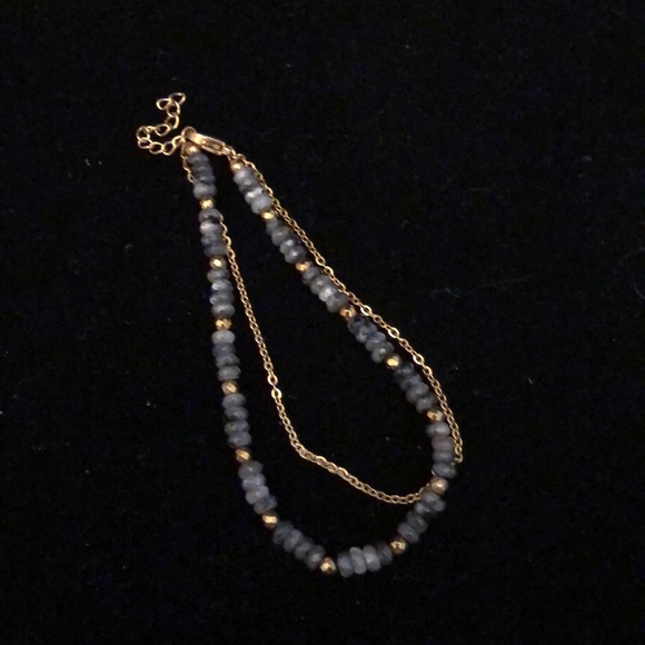 Merx Grey Bead/ Gold Chain Bracelet